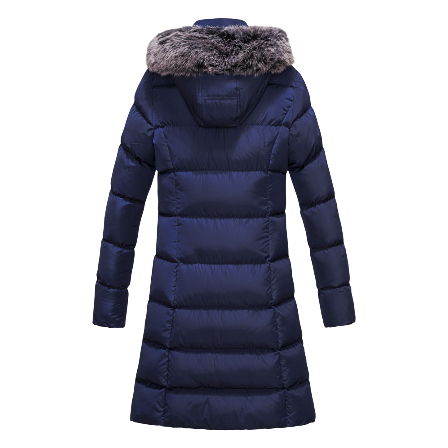 ELORA Women's Winter Vegan Down Puffer Parka with Faux Fur Hood
