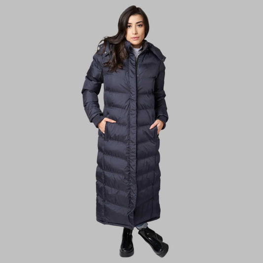 Women Full Length Puffer Coat water resistant with detachable hood