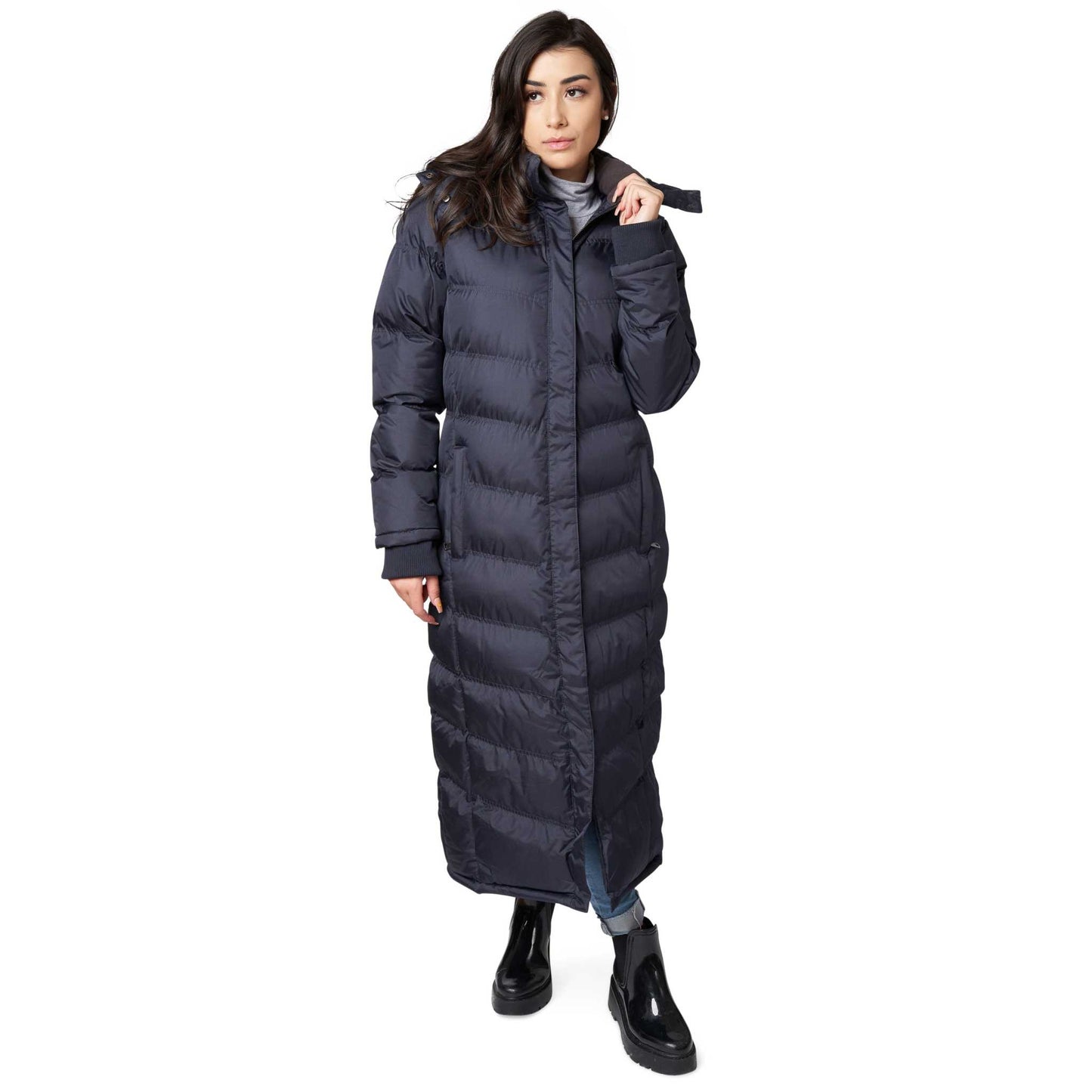Women Full Length Puffer Coat water resistant with detachable hood