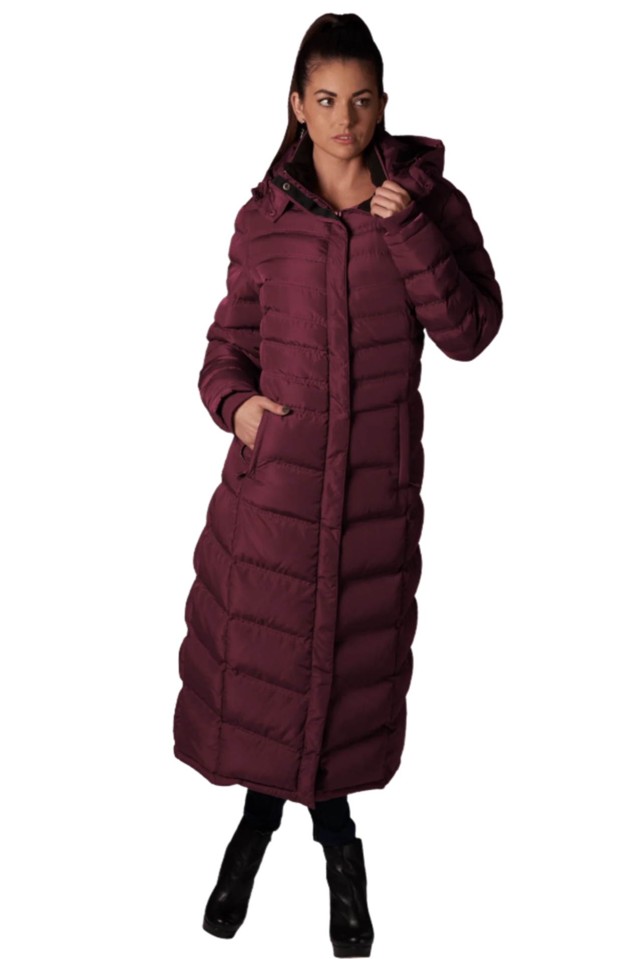 Maxi puffer sales with removable hood