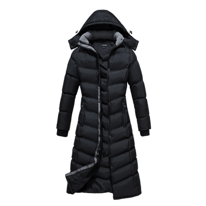 Women Full Length Puffer Coat water resistant with detachable hood