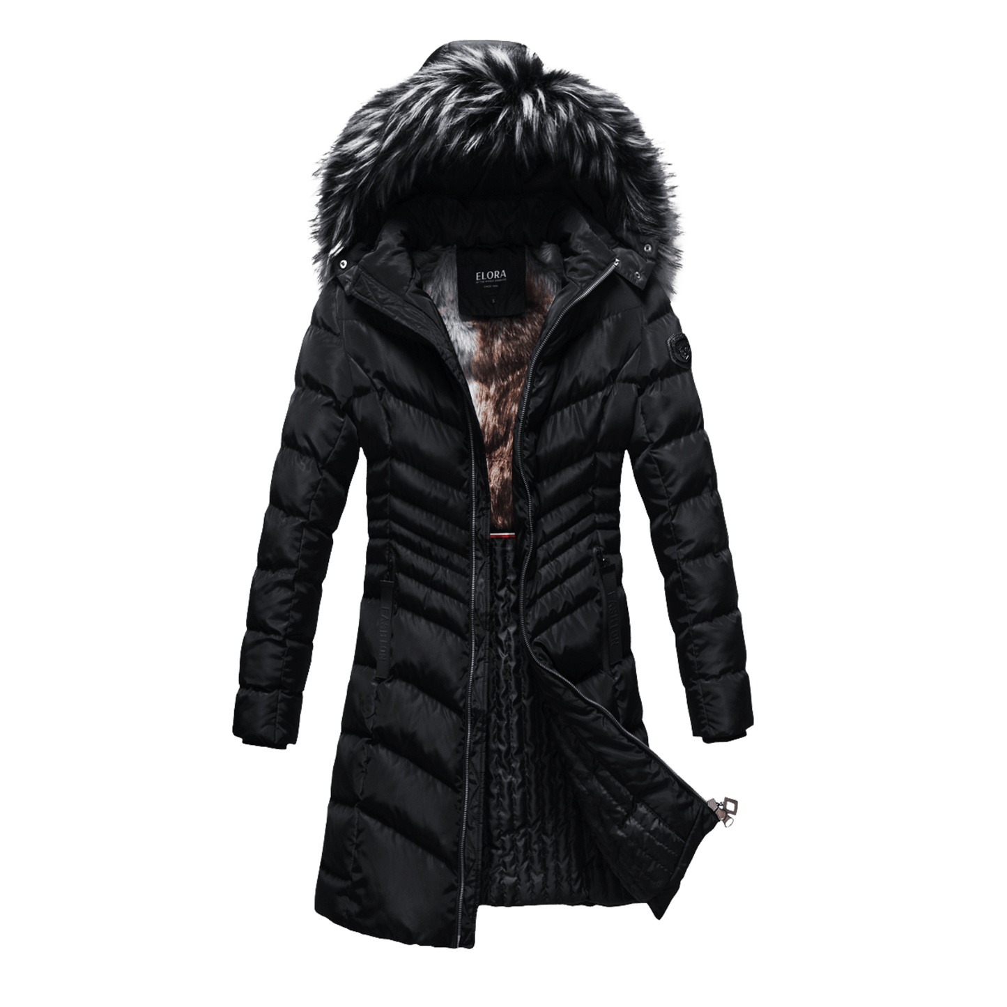 Women's Winter Coat Long and Slimming Warm Parka Jacket with Removable Faux Fur Hoodie,