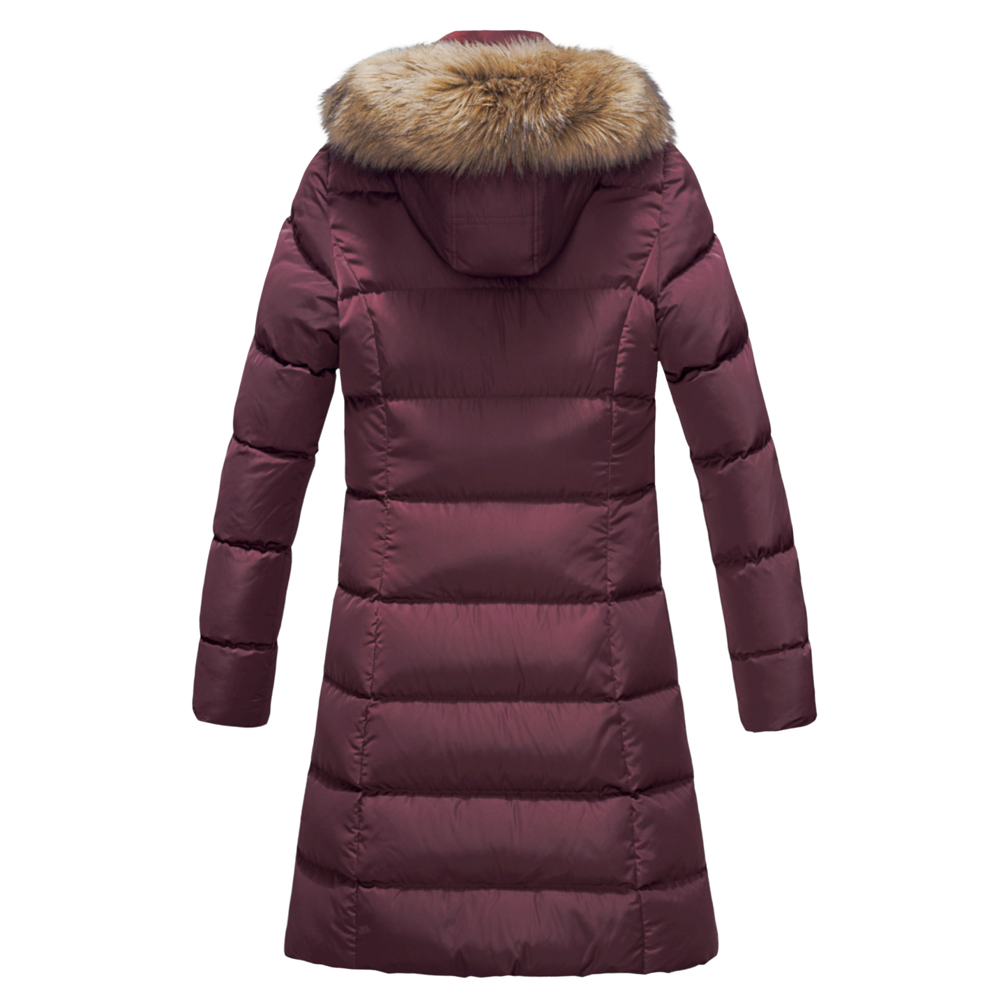 ELORA Women's Winter Vegan Down Puffer Parka Coat with Faux Fur Hood