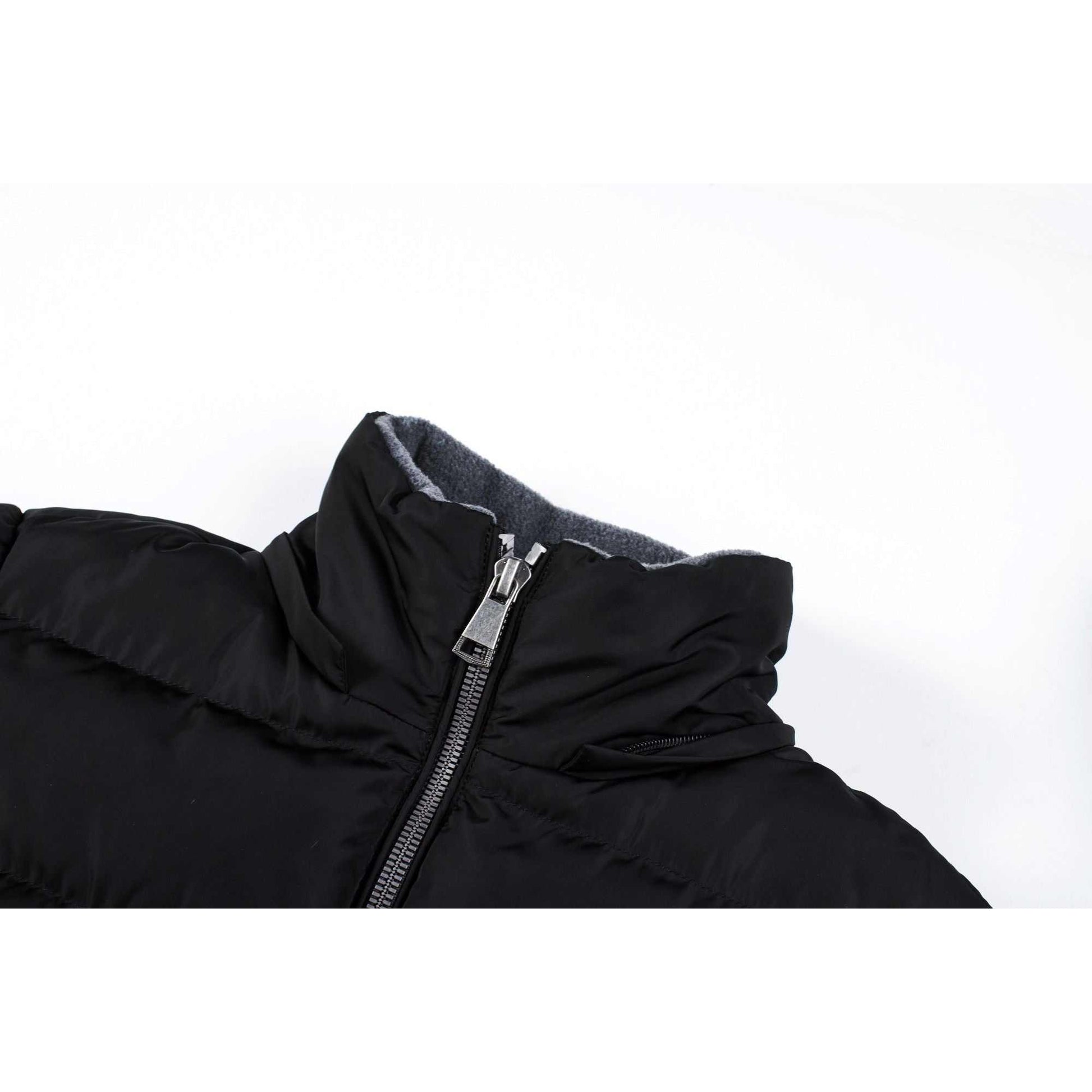 Mid-length women's winter coat with polar fleece lining, zip closure, and detachable hood.