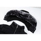 Mid-length women's winter coat with fleece lining and detachable hood.